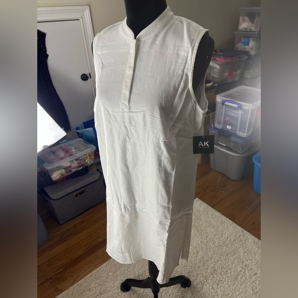 Women’s Petite Large AK White Sleeveless Dress NWT - Picture 3 of 13